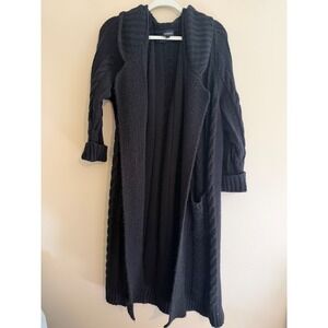 Torrid Black Cable Knit Longline Cardigan Duster Sweater Whimsy Goth size 3 Plus